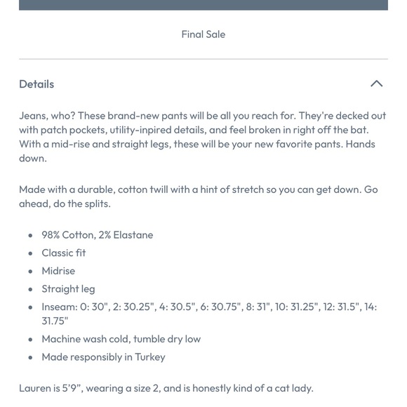 Marine Layer Aria Utility Cargo Olive Green Pants Size 14 NWT - Picture 16 of 16